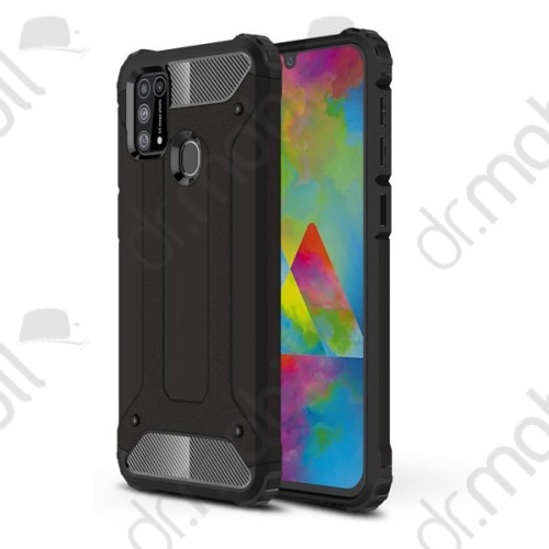 Armor Defender műanyag telefonvédő Samsung Galaxy A31 (SM-A315F) (közepesen ütésálló, légpárnás sarok, szilikon belső, fémhatás) fekete